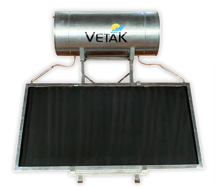 Calefón solar compacto VETAK con tanque acumulador y colector de placa plana